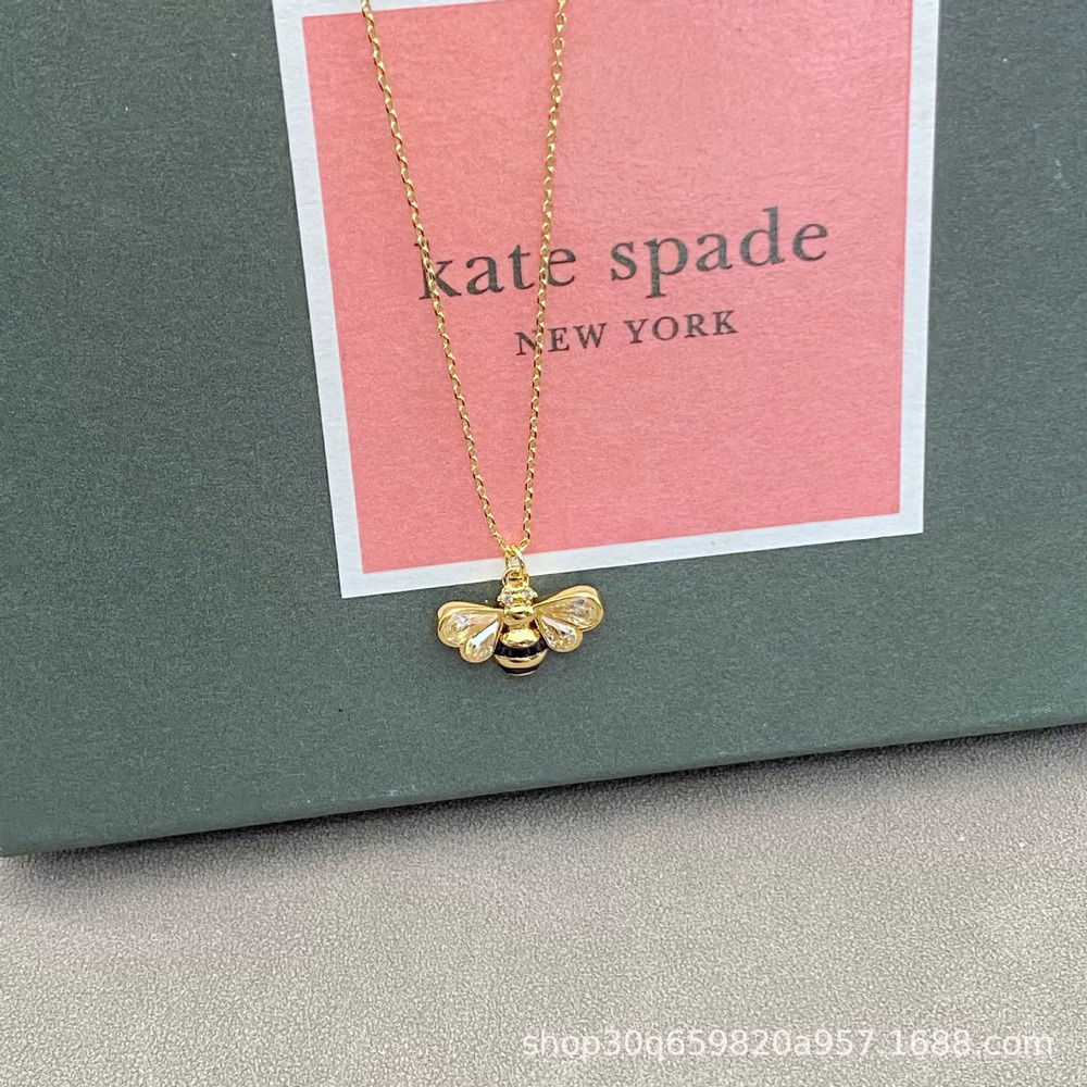 kate spade Bee Enamel Teardrop Zircon Choker Necklace Forest